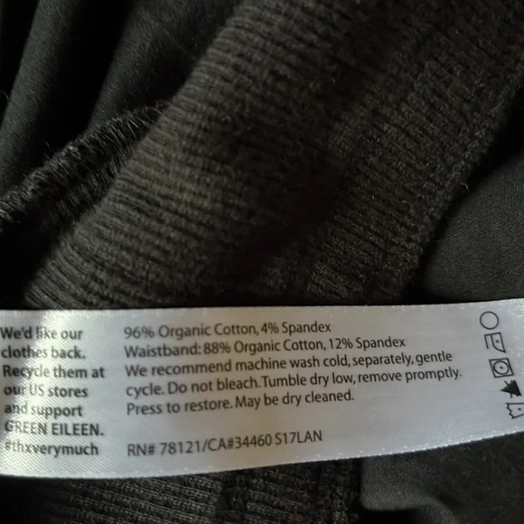 Eileen Fisher Black Cotton Pull on Drawstring Waist Pants - Picture 6 of 6